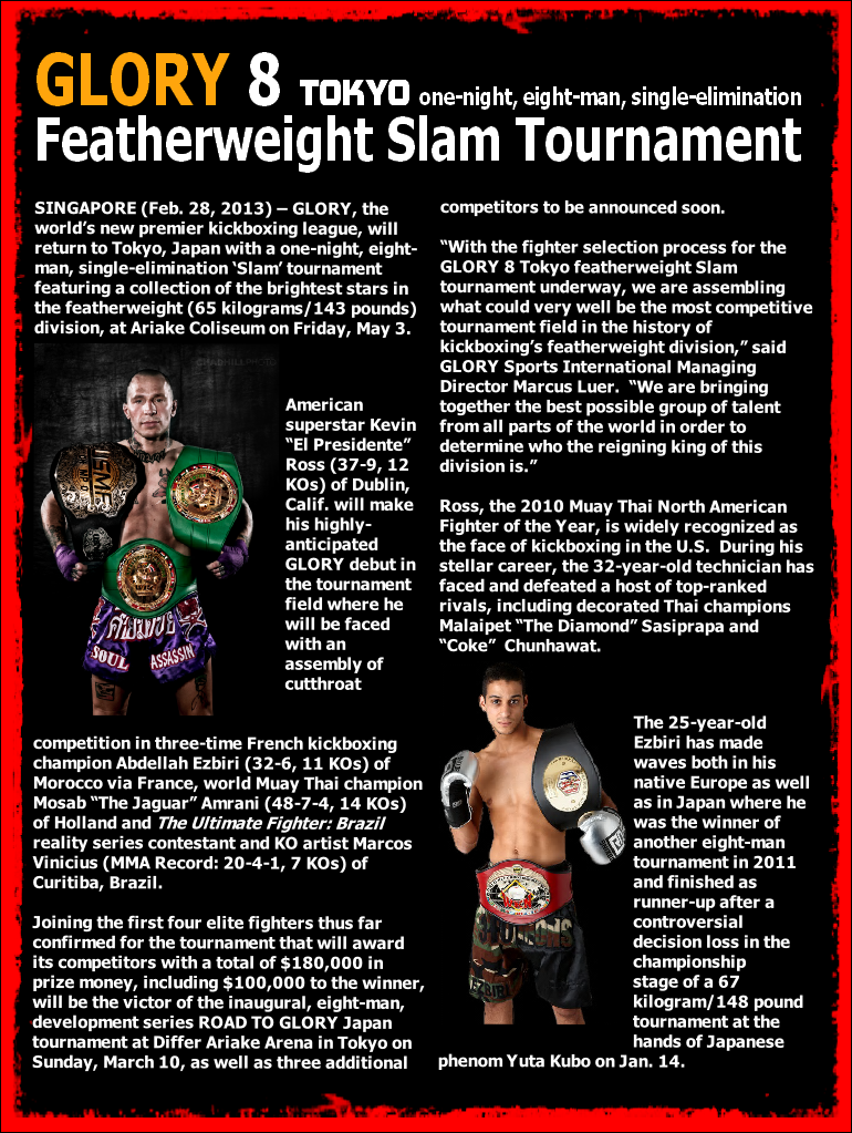 GLORY 8 TOKYO one-night, eight-man, single-elimination
Featherweight Slam Tournament 